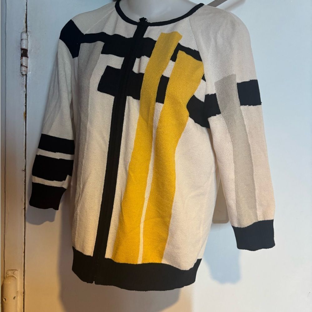 St. John Sport dress suit top abstract blouse Sweater & Tank cardigan bright